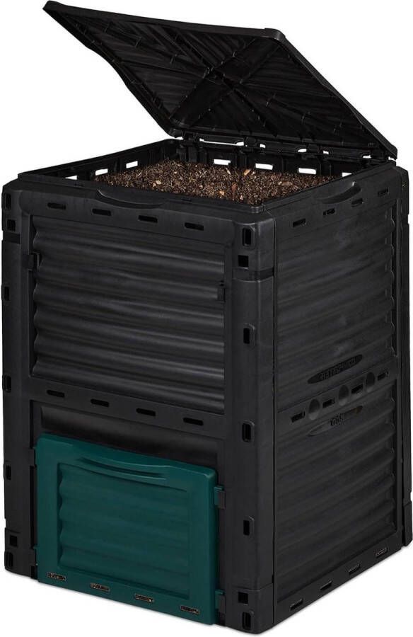 230 liter kunststof compostvat voor keukenafval en tuinafval HBD 80x60x57 cm zwart