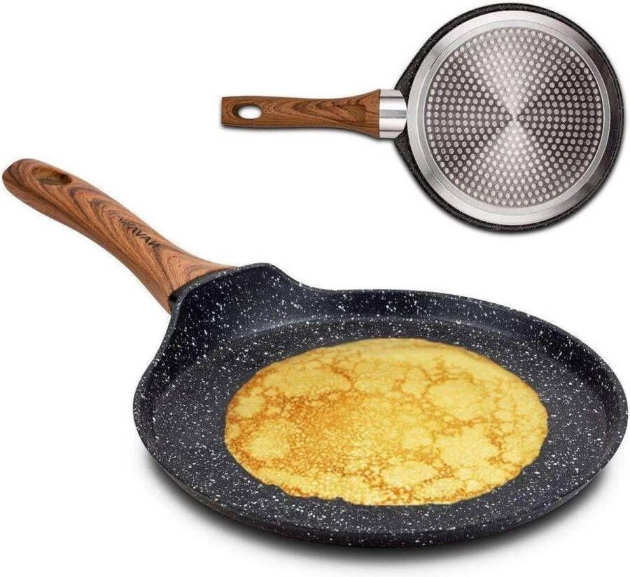 24 cm aluminium pannenkoekenpan met steenantiaanbaklaag voor gezonde bereiding met 2 bonus recepten