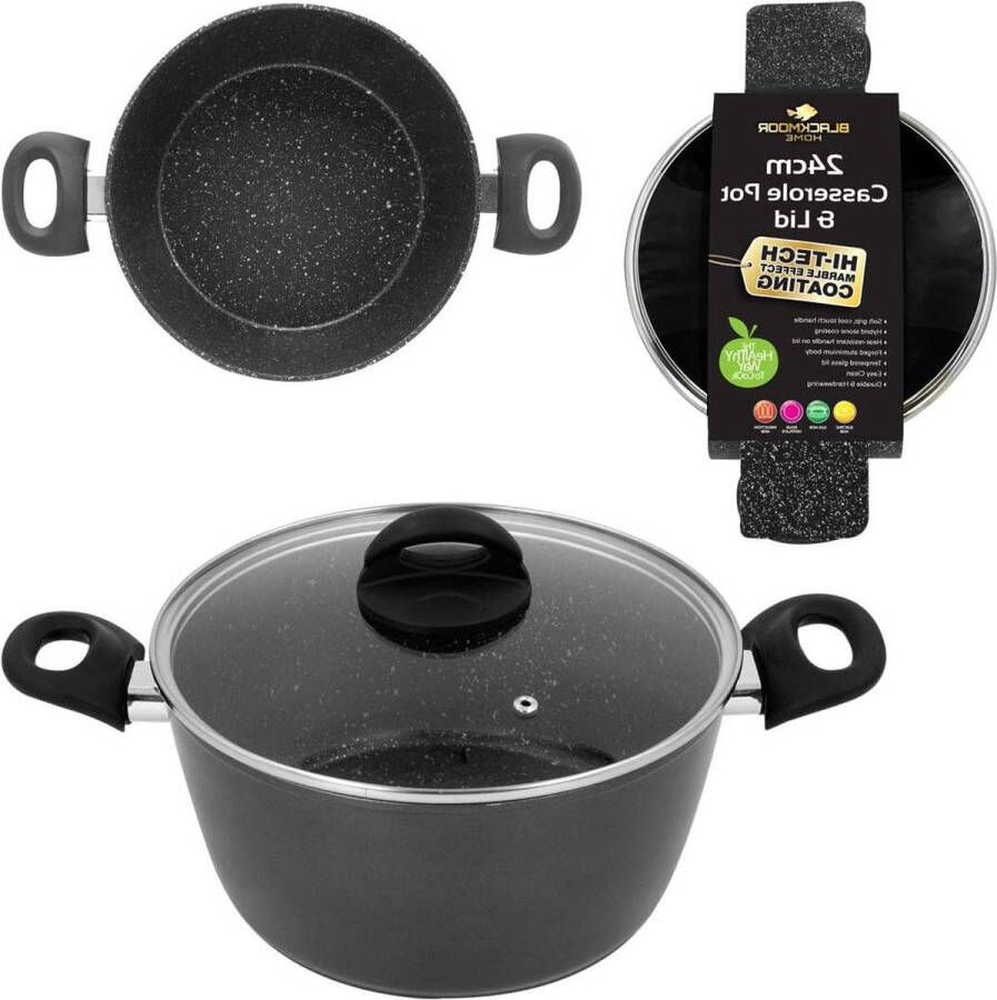 24 cm Braadpan met Deksel Zwarte Pan