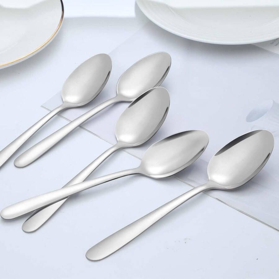 24-delige soeplepelset 8 inch (20 4 cm) lepelset roestvrijstalen eetlepel spiegelgepolijste tafellepel vaatwasmachinebestendig zilveren lepel voor thuis keuken of restaurant