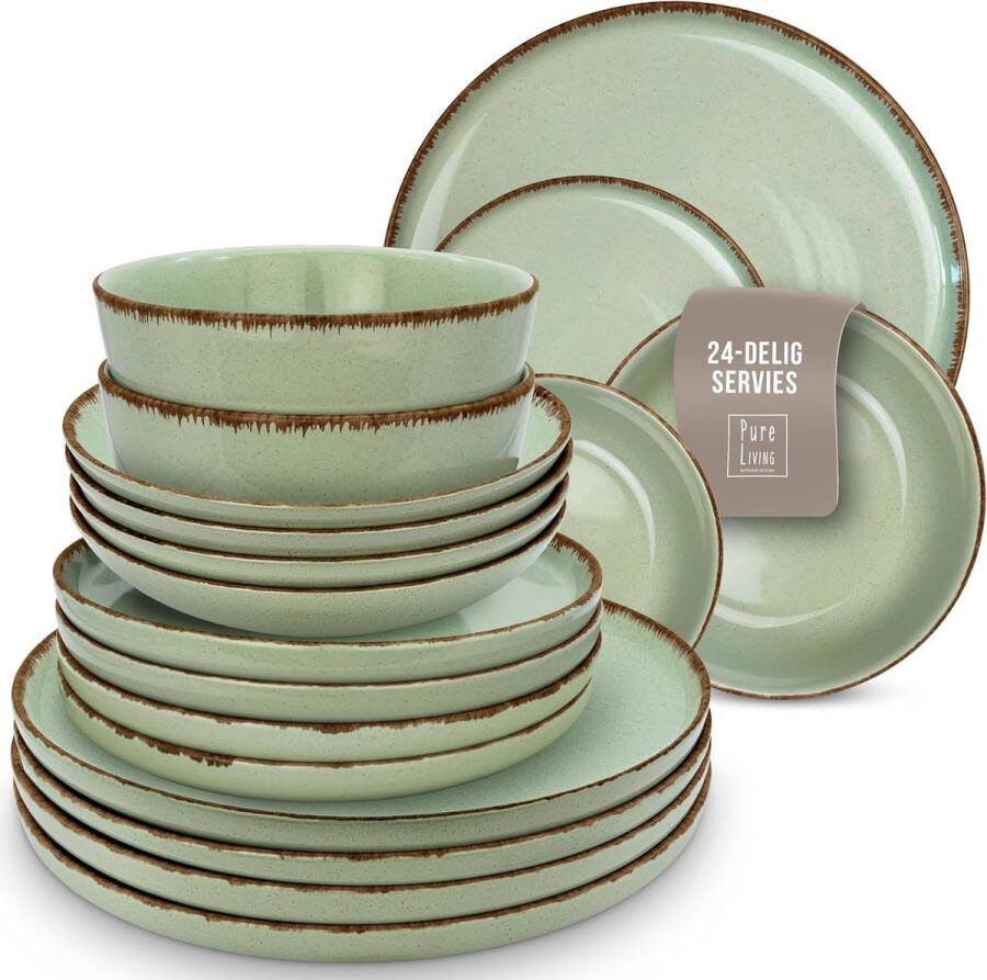 24-delige Steengoed Serviesset Borden en Schalen Set Essentieel Living Serviesgoed