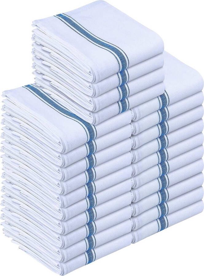 24 Pack Schotelhanddoeken 100% Katoen (38 x 64 cm) Keukenhanddoeken Bardoeken en Theedoeken (Blauw)