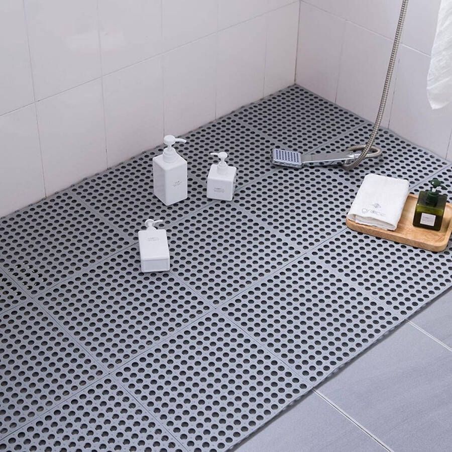24 stuks douchematten antislip 30 x 30 cm antislipmat douche badkamer badmat met zuignappen douchemat voor badkuip zwembad grijs