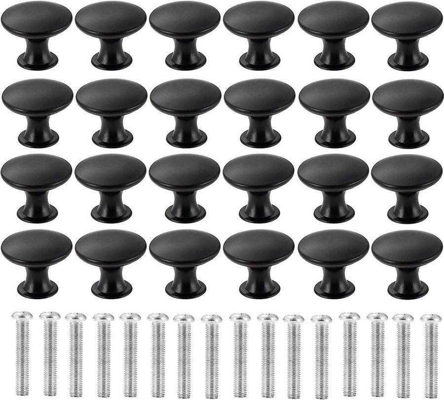 24 stuks ladeknoppen meubelknoppen kastknoppen 30 mm mat zwarte ladegrepen ladekastknoppen meubelgreep met 24 stuks schroeven ladeknoppen set voor kastlade keuken