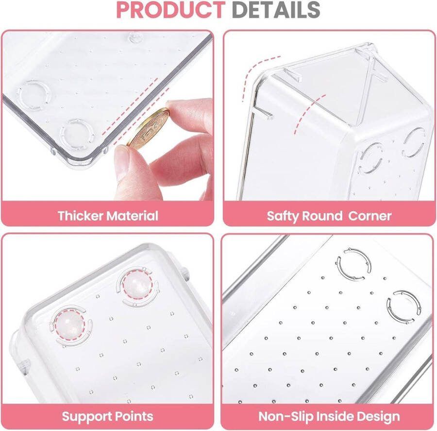 24 stuks Make-uplade-organizer transparante lade-organizers siliconen pads ijdelheidsorganisatoren antislip plastic lade-organizer bureau badkamer keuken