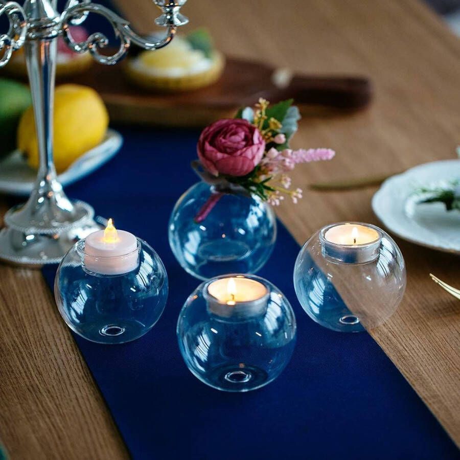 24 Stuks Theelichtjes Kandelaars Bubble Glas Theelichtkaarsen Houder Tafel Crystal Votive Theelichthouders voor Party Bruiloft Kerst Thuis Dineren Tafelblad Decor Diy Geschenken