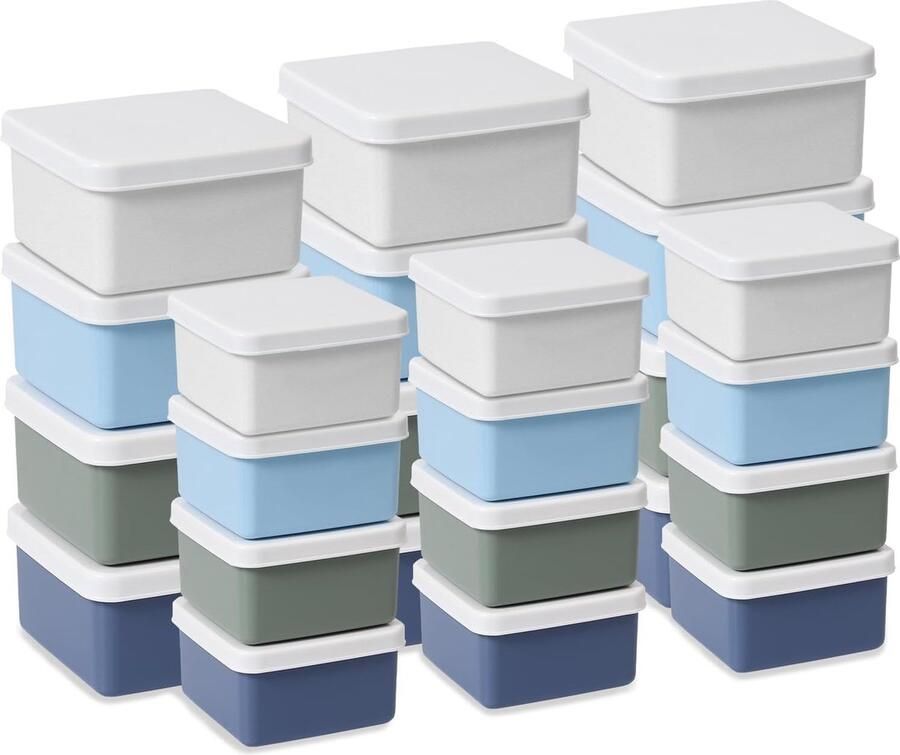 24 stuks vershouddozen met deksel klein 150 ml 250 ml vriesdozen kleine doos mini-voorraaddozen diepvriesdoos kunststof BPA-vrij geschikt voor magnetron en vriezer