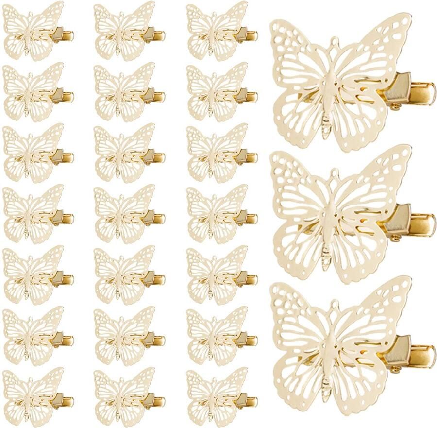 24 stuks Vlinderhaarclips (goud) schattige metalen vlinderhaarspelden vlinderclips haarspeldjes accessoires voor meisjes en vrouwen haarspelden hoofddeksels