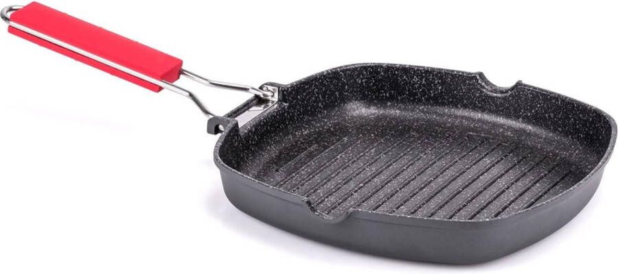 24 x 24 cm Pro Grillpan met inklapbare handgreep Geschikt voor inductie Anti-aanbaklaag