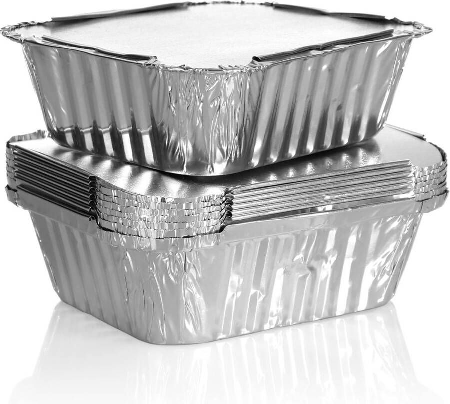 24x aluminium kom braadpan met deksel aluminium kom grillkom braadpan ovenschaal om te koken bakken en grillen (24 stuks met deksel)