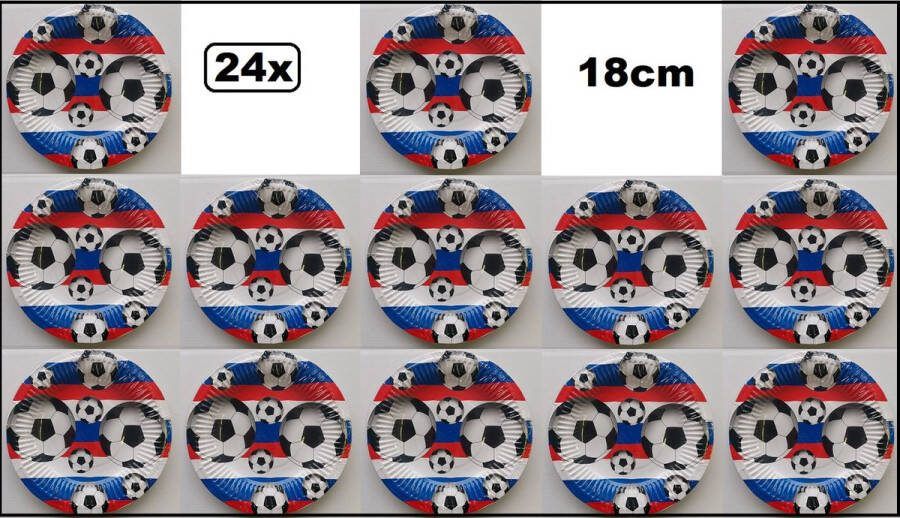 24x Bord Voetbal Hollandia 18cm EK Voetbal thema feest Oranje sport Nederland voetbalfeest party verjaardag gebaksbord