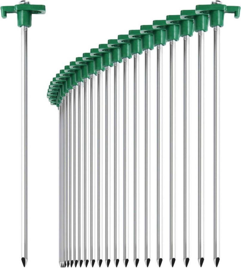 24x stalen haringen lange en stevige haringen met plastic houder rotsachtige haringen voor kamperen en buitenshuis ideaal voor normale en harde grond