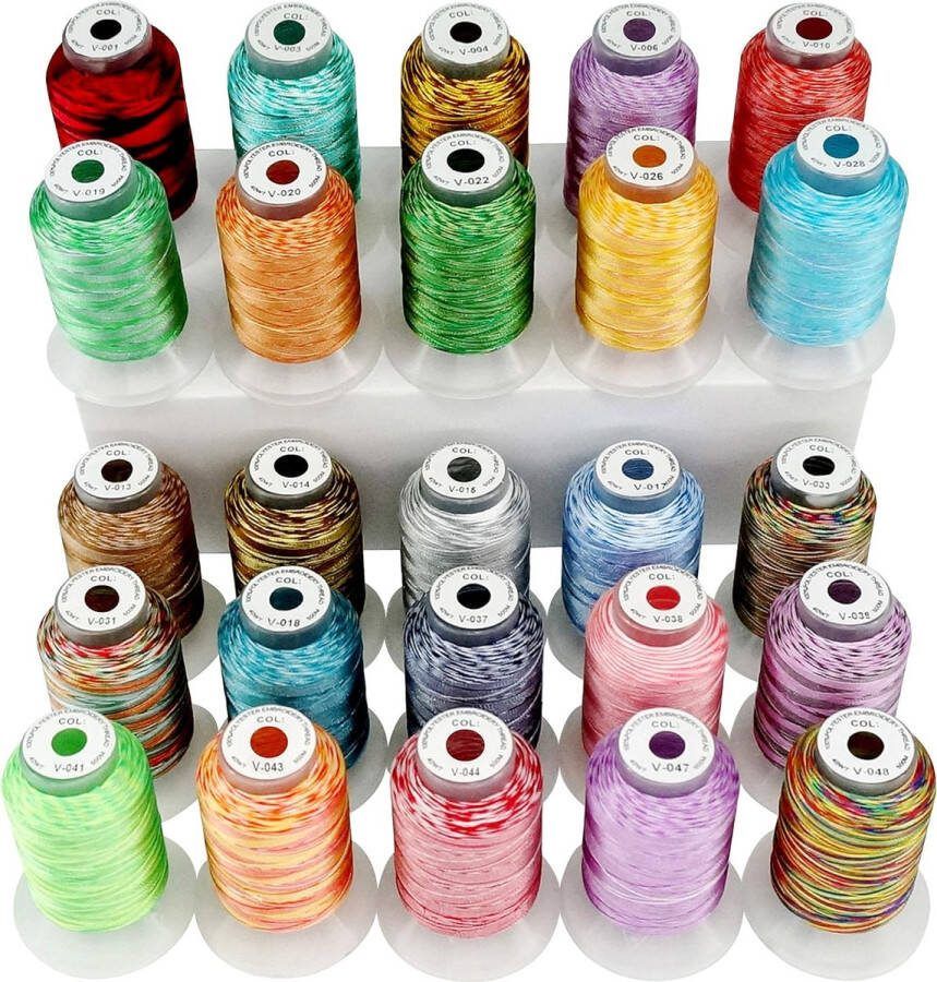 25 Bonte Kleuren Polyester Machine Borduurgaren Kit 500M Elke Spoel