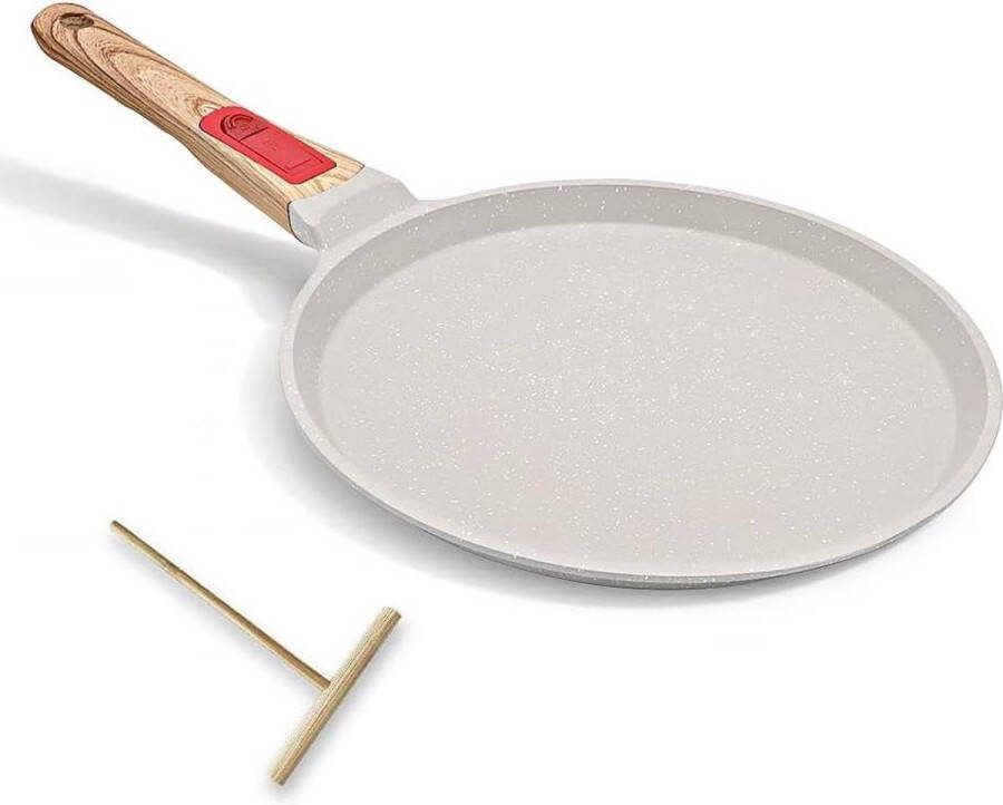 25 cm Gegoten Aluminium Dosa Tawa Tortillapan Pannenkoekenpan Geschikt voor Inductie Wit met Afneembaar Handvat