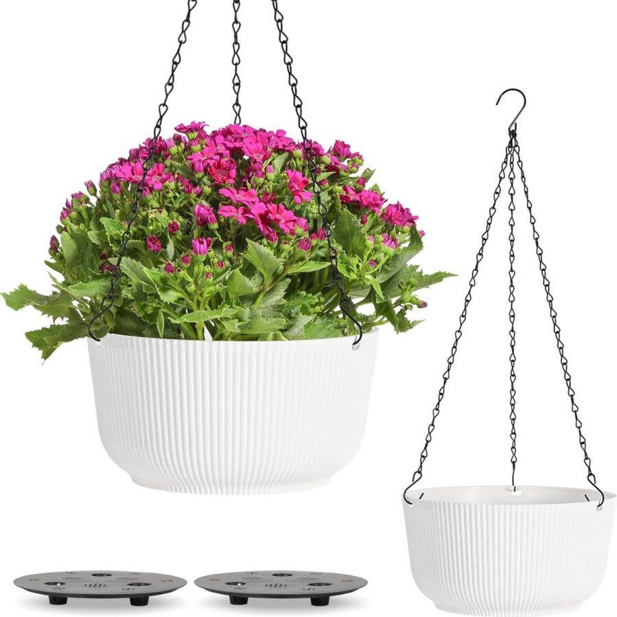 25 cm hangende kunststof bloempot hangmand voor planten plantencontainer met afvoergat plantenpot voor hangplanten set van 2 hangpot voor buitenplanten