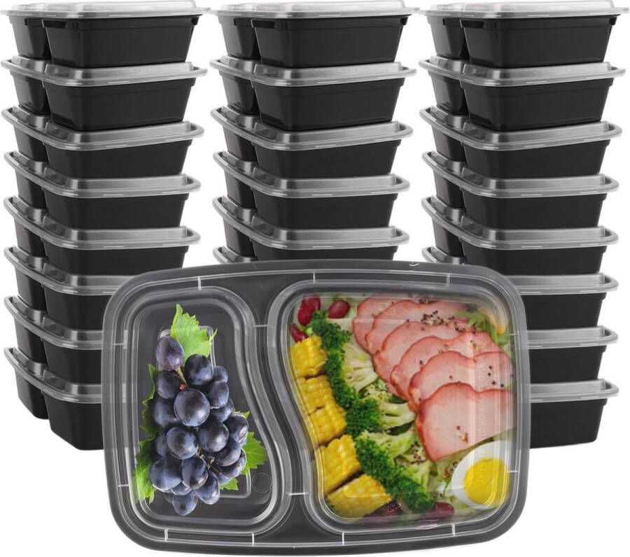 25-Delige Set Herbruikbare Meal Prep Boxen 1000 ml Luchtdichte BPA-vrije Voedselcontainers met Deksel Ideaal voor Voedselopslag Lunch Fruit Kantoor School en Reizen