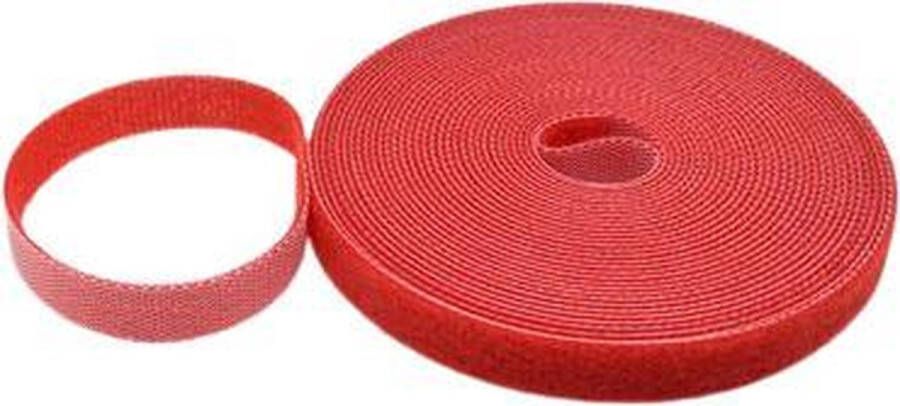 25 Meter 1cm Dubbelzijdig Klittenband Rood Kabelbinder