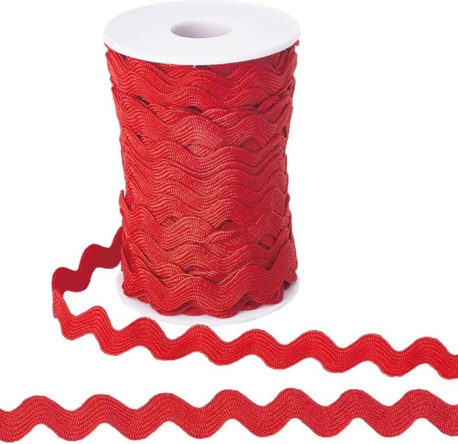 25 meter Rick Rack Wave lint 10 mm rood voor naaien en bloemen maken