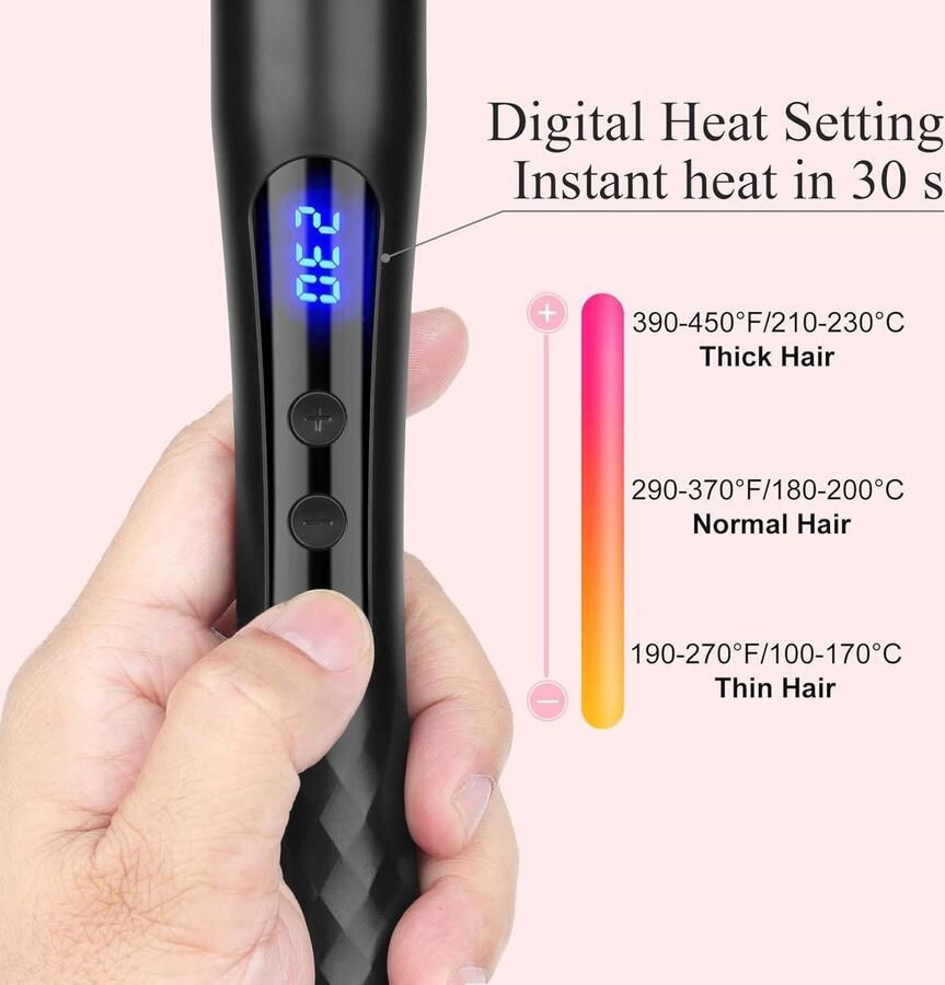 25 mm conische professionele keramische krultang voor krullen en zachte golven met LCD-display temperatuurregeling inclusief handschoenen