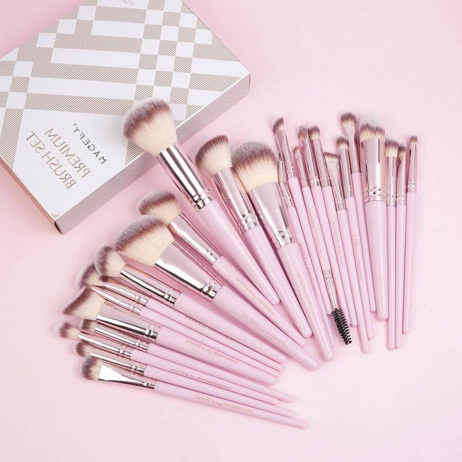 25-stuks make-upkwastenset voor foundation oogschaduw blush mengen concealers gezichtspoeder roze