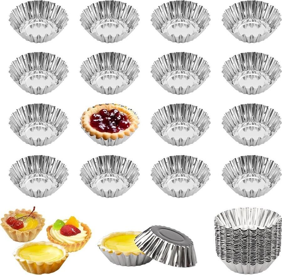 25 stuks mini taartvormpjes eiercakevorm herbruikbaar taartvorm ei cupcake cakevorm metaal muffinvorm pudding cookie muffin tartelette vormen