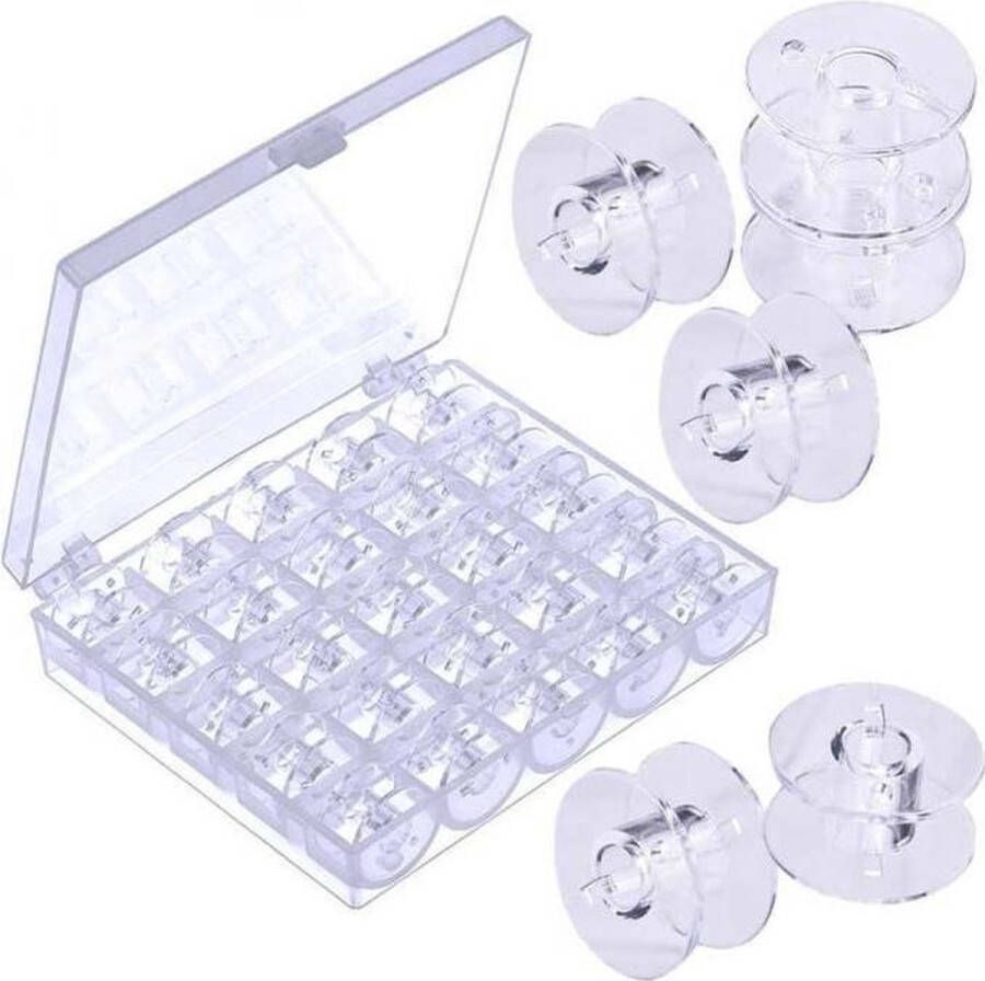 25 universele transparante spoeltjes voor de naaimachine 2 x 1 CM