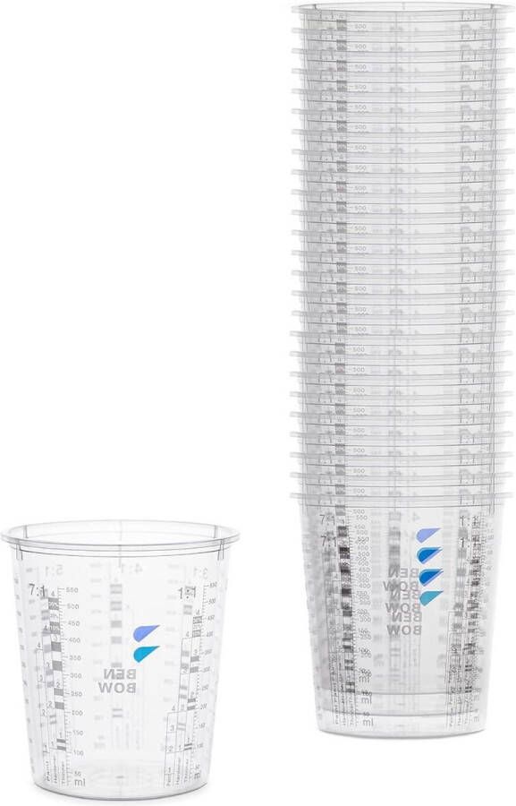 25 x 680 ml Professionele Maatbeker zonder deksel veelzijdige schaalverdeling mengbeker voor lak wegwerpmengbeker met schaal