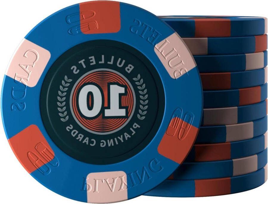 25 x keramische pokerchip Richie waarde 10 blauw pokerset 10 g 4 cm diameter Pokerset