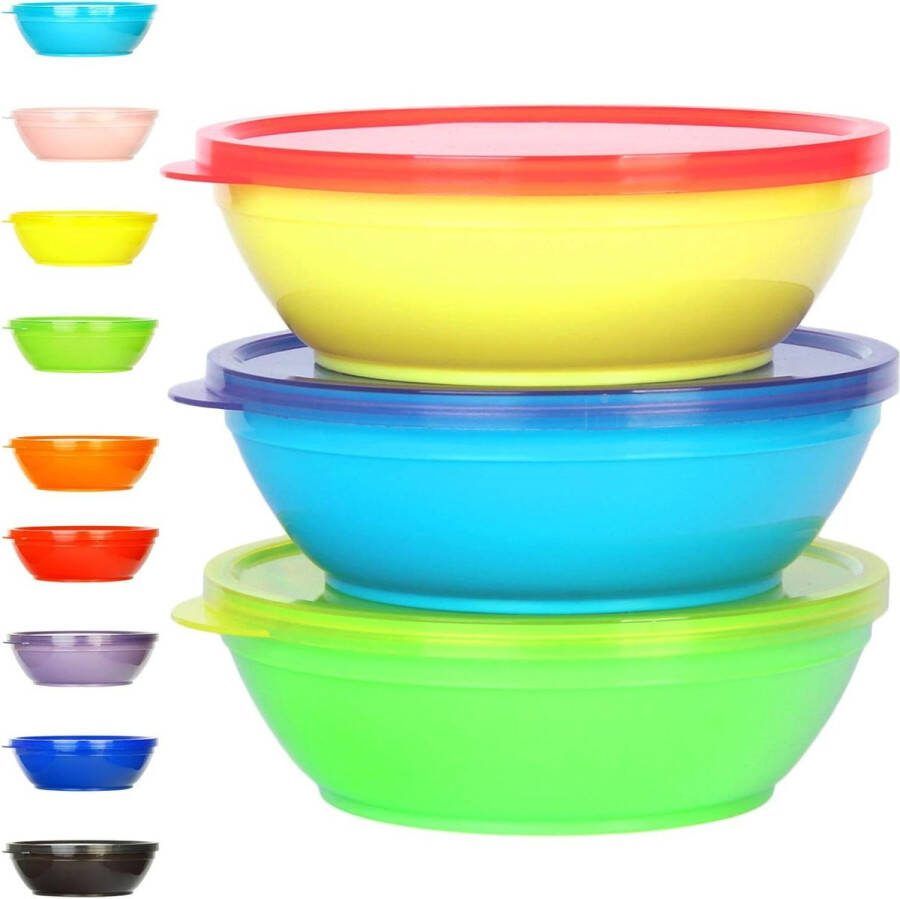 250 ml herbruikbare plastic kommen met deksels set van 18 voedselopslagcontainers voor kinderen 9 kleuren
