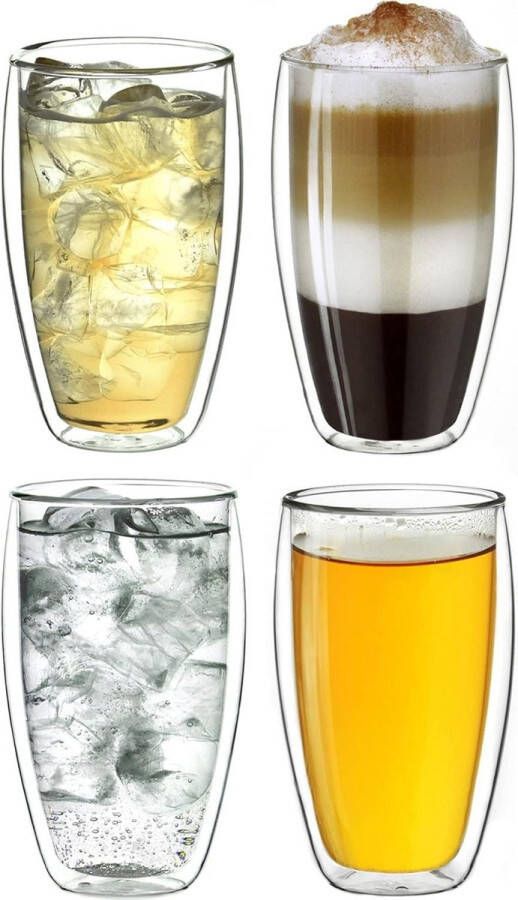 250 ml thermoglas borosilicaatglas dubbelwandige koffie theeglazen set van 4 dubbelwandige theeglazen