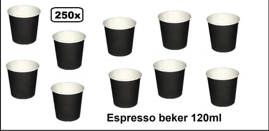 250x Koffie beker karton zwart 120ml Espresso Koffie thee chocomel soep drank water beker karton