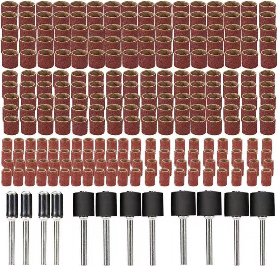 252 delig multitool schuurset Roterrende multitools Gereedschapset 252 stuks Drum sander set Schuurhulzen Schuurband Doornen Schuurrol schacht ø ⅛ inch (3mm) 1 2 3 8 en 1 4