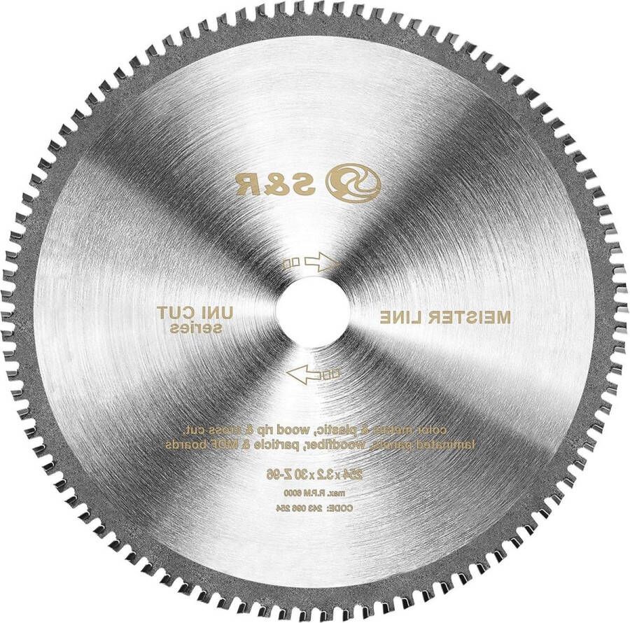 254 x 30 x 32 mm 96T multimateriaal Uni Cut 96 hardmetalen tanden HM-zaagblad geschikt voor cirkelzagen
