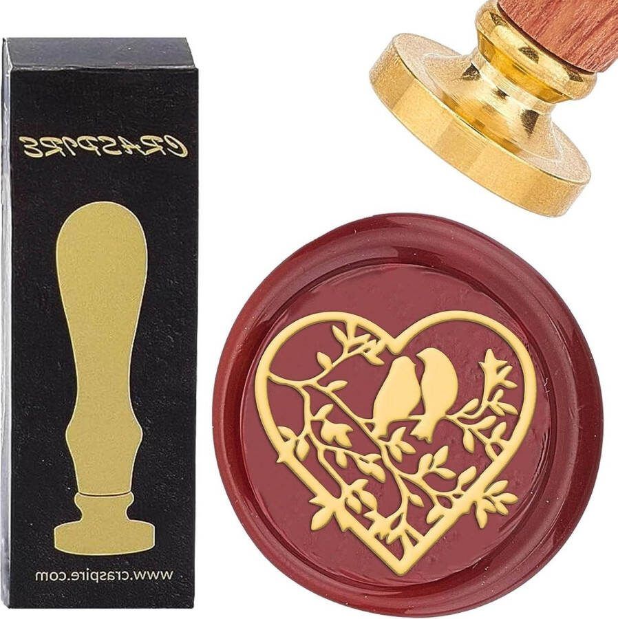25mm Hart Wax Seal Stempel Verwijderbaar Messing Vintage Vogel Zegellak Houten Handvat Bruiloft Valentijnsdag Kerst Enveloppen Uitnodigingen Gift Cards