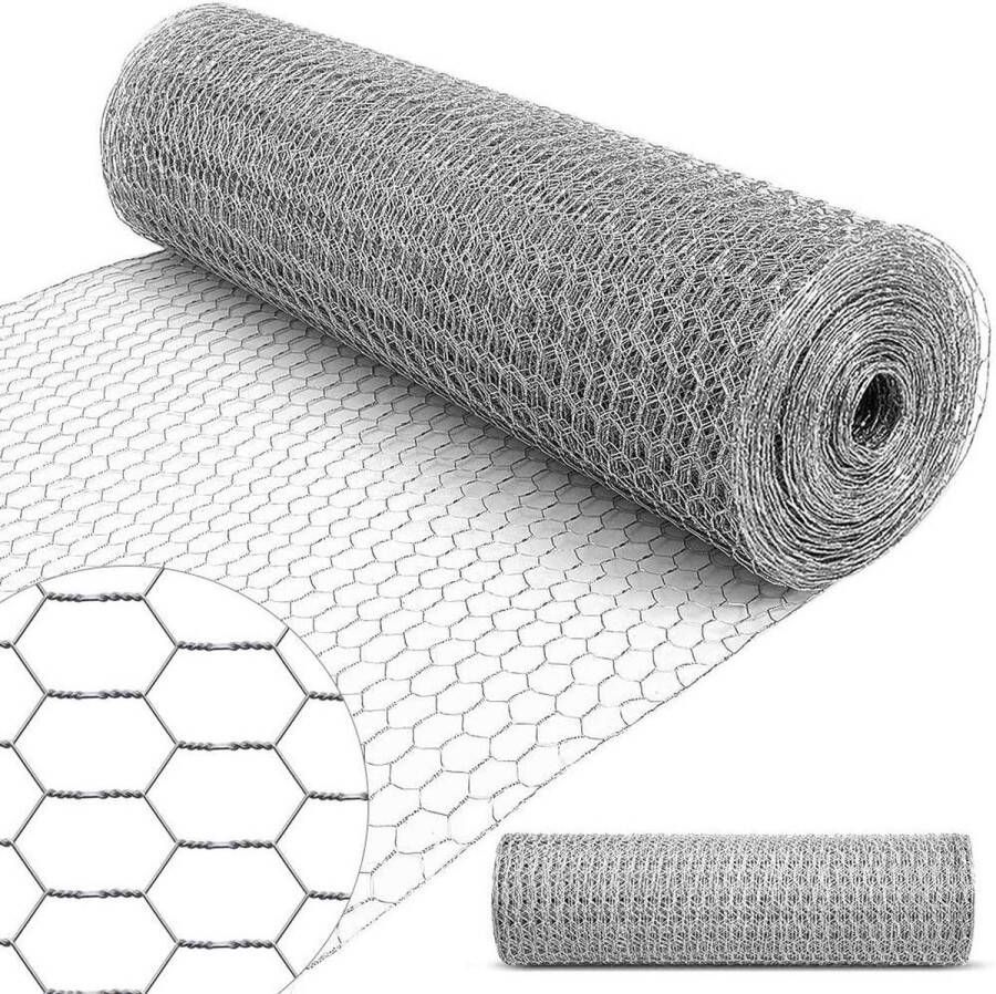 25mm Zeshoekige Pluimvee Netting Gegalvaniseerd Kipdraad Gaas Hek met Kip Netting Wire Konijnen Huisdieren Hond Kat Plantaardige Tuin Hekken Achtertuin Verhoogde Bloem Bed 1.0Mx25M Huis Bescherming Beste Kipdraad Gaas voor Tuinieren