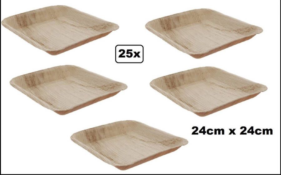 25x Bord palmblad 24cm x 24cm next generation duurzaam diner thema feest palm foodfestival dinerbord
