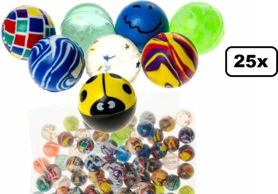 25x Stuiterballen spring assortie Themaparty Stuiter thema feest uitdeel fun festival verjaardag