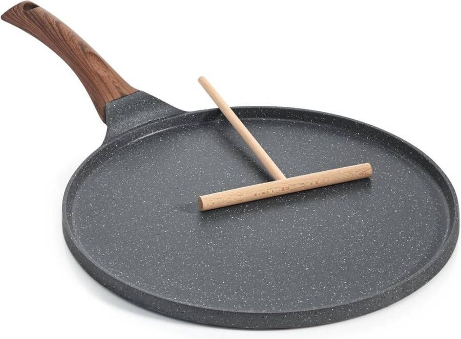 26 cm Crêpepan met Zwitserse Granieten Antiaanbaklaag Ergonomisch Bakelieten HandvatPFOA-Vrij