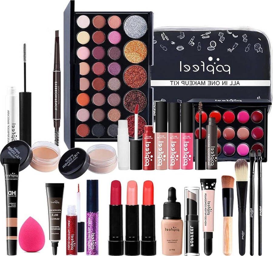 26-delige alles-in-één make-up-starterset oogschaduw cosmeticapalet voor vrouwen cadeau-idee voor Kerstmis make up koffer meisje