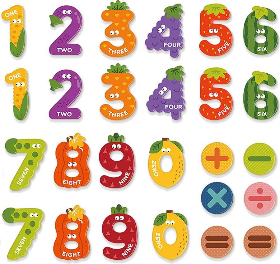 26 Delige Schattige Magnetische Cijfers voor Whiteboard Leerzame Peuterspeelgoed voor 3-jarigen Grote Koelkastmagneten voor Kinderen Magnetisch Educatief Speelgoed Kleuterschool Reken Magneet Spel Groenten En Vruchten Thema
