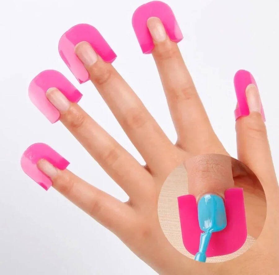 26-delige Set Vingerbeschermers en French Nail Stickers 10 Maten G-Vormige Verven Bescherming Spill-Proof Manicure Tools Nagelkunst Accessoires Nagel Bescherming en Decoratie