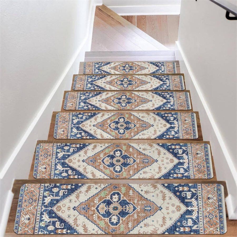 26*80CM Tapijt Traptreden Antislip Trapmatten Verwijderbaar Traptapijt 6-pack Veilige traptredebescherming Geschikt voor kinderen ouderen en huisdieren