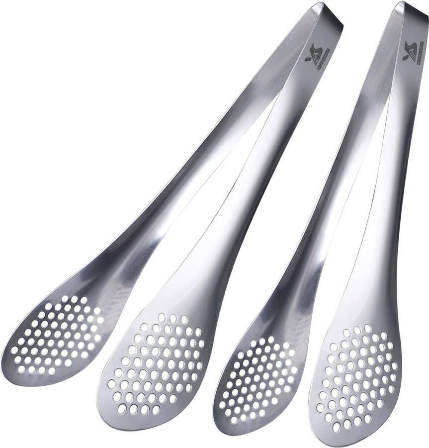 28 cm keukentang set van roestvrij staal serveertang buffet tang (zilverkleurig 2 stuks 28 cm)