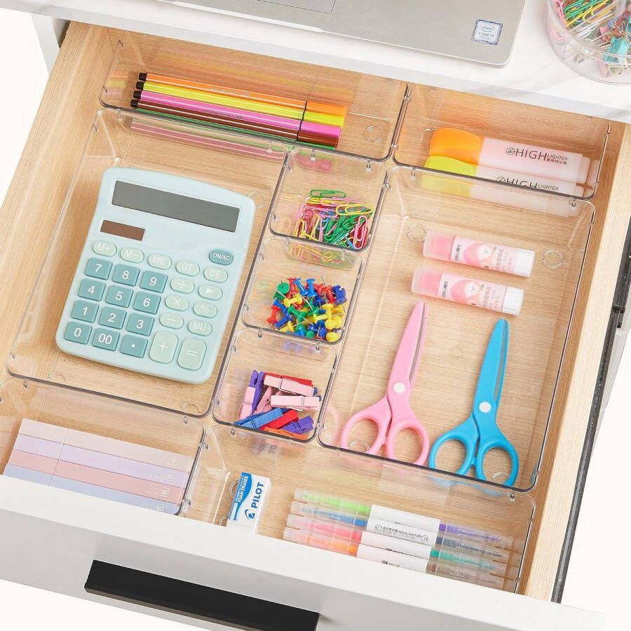 28-delige doorzichtige plastic lade organizer set opbergdozen en sorteerbakjes