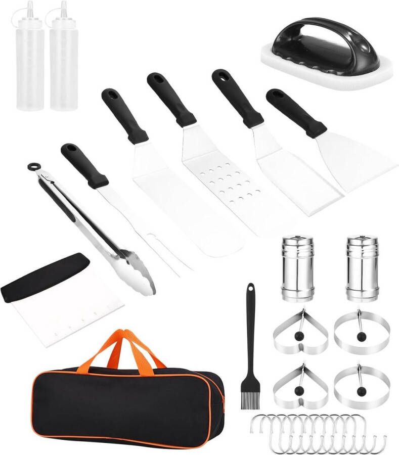 28 Stuks Barbecuespatel Schraper Gereedschap Grillplaat Accessoires Roestvrij Staal BBQ Tool Set