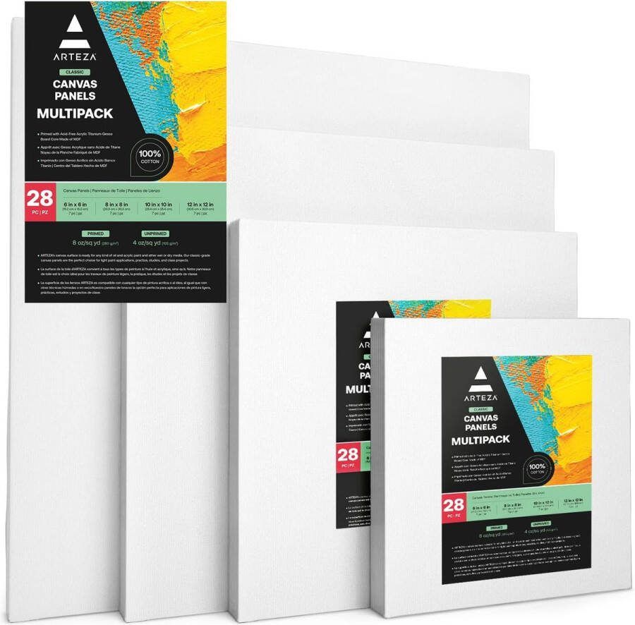 28 stuks bulkverpakking 15 2 x 15 2 cm 20 3 x 20 3 cm 25 4 x 25 4 cm 30 5 x 30 5 cm wit gegrond 100% katoen voor schilderen acrylgieten olieverf en natte kunstmedia