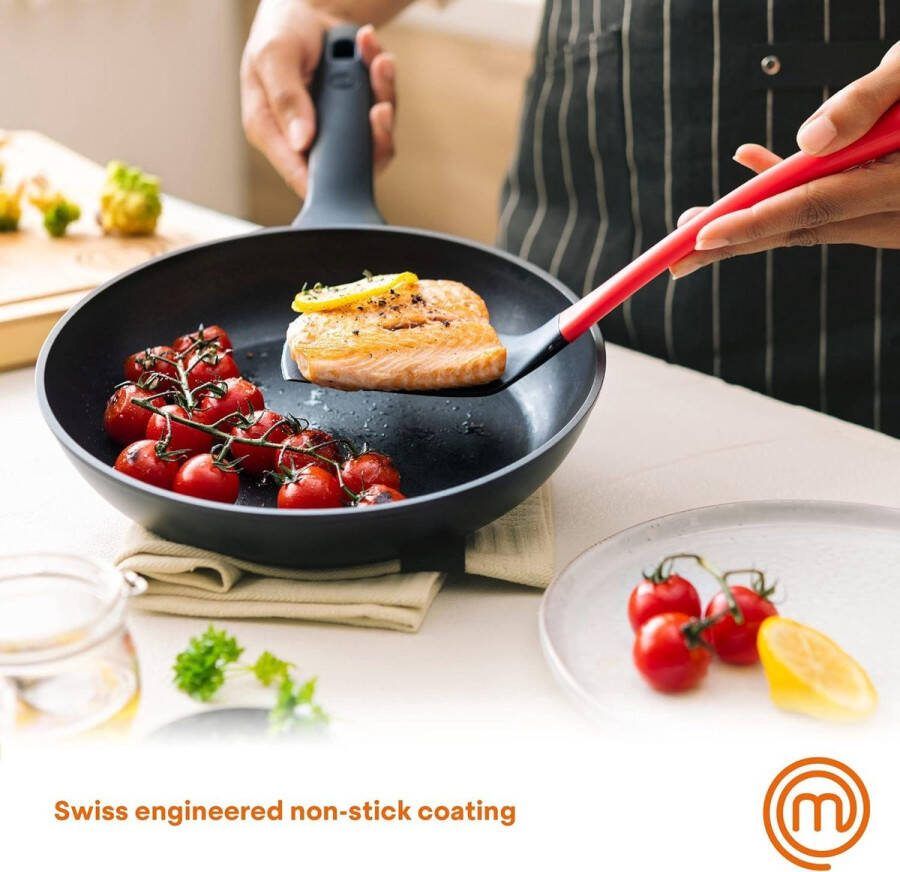28cm MasterChef Non Stick Koekenpan Inductiekookplaat Gas Keramische Kachels Gelijkmatige Warmteverdeling Krasbestendig Vaatwasmachinebestendig pans