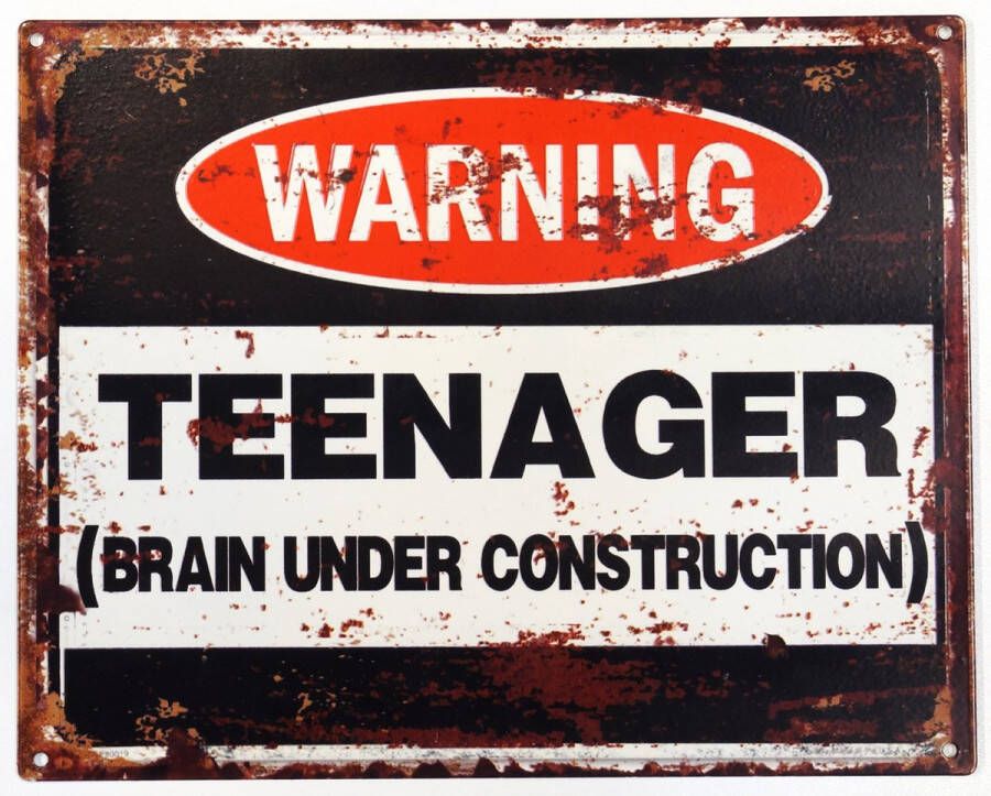 2D wandbord Warning! Teenager 20x25cm