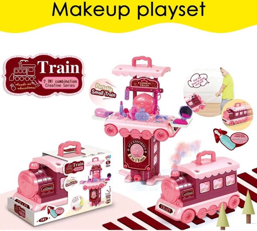 2IN1 Kids Simulatie Keuken Speelgoed Trein Make-Up Playset Pretend Play Speelgoed Set Kan Vervormen Om Speelgoed trein Kinderen Gift