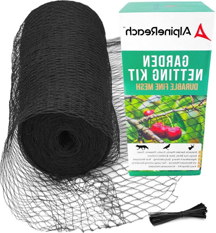 2m x 20m Vogelnet Extra Sterke Kit Bescherming Planten Fruitbomen Vogelbeschermingsnet Tuinnet Dieren Herten Schermen Zwart herbruikbaar Kabelbinders